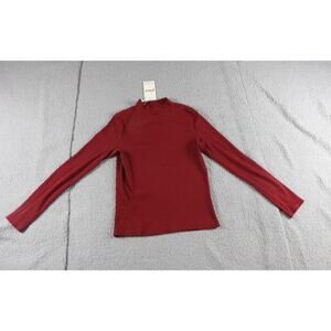 New Pact Organic Womens Medium Red Mock Neck Ribbed Top